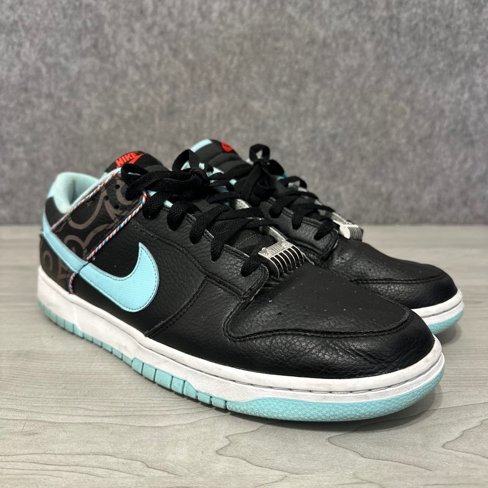 Nike Dunk Low‎ SE Barber Shop Black Mens Size 13 DH7614-001 Tumbled Leather Blue